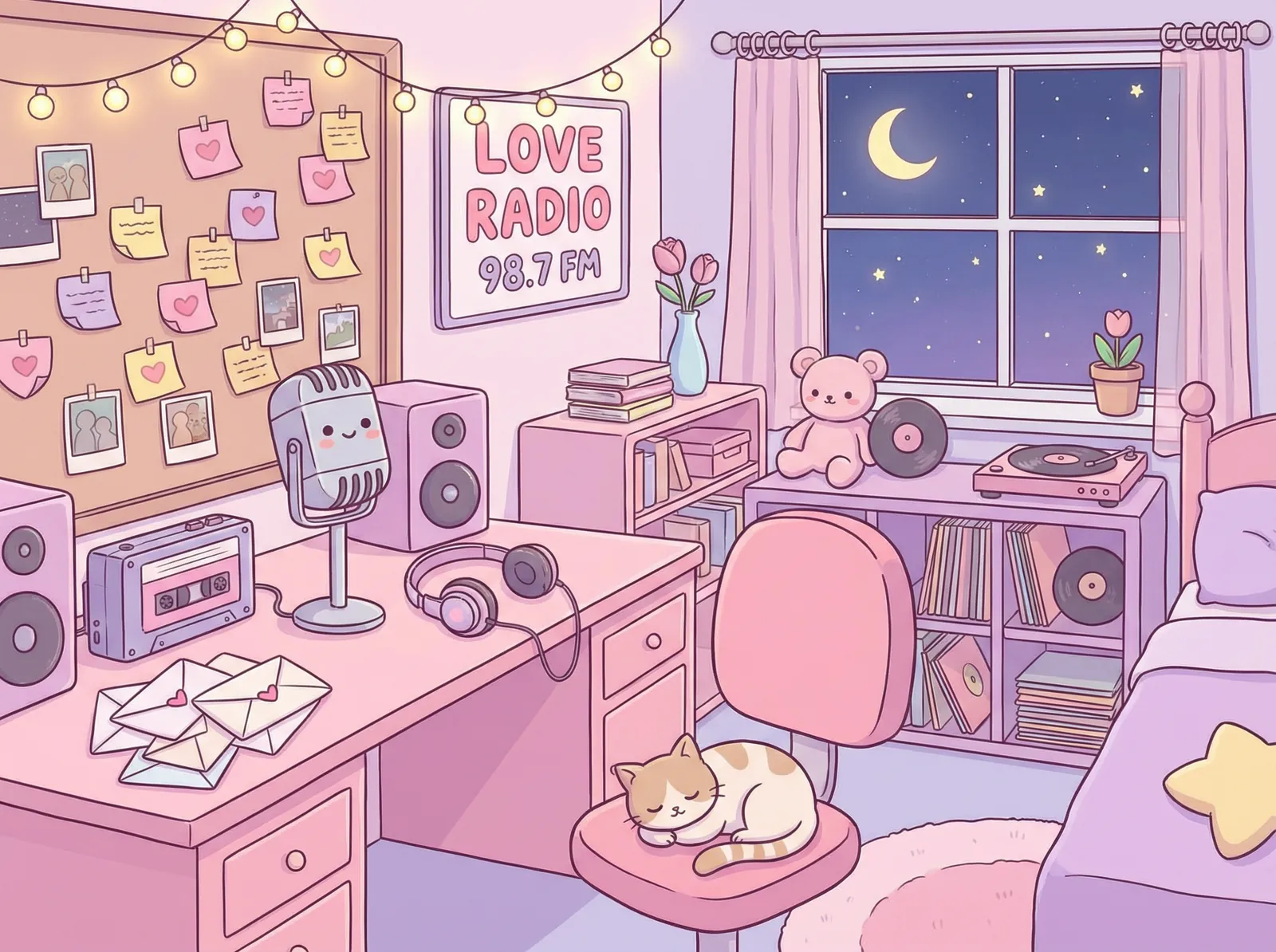 糖心vlog 恋爱电台 - 复古风格的粉色录音室