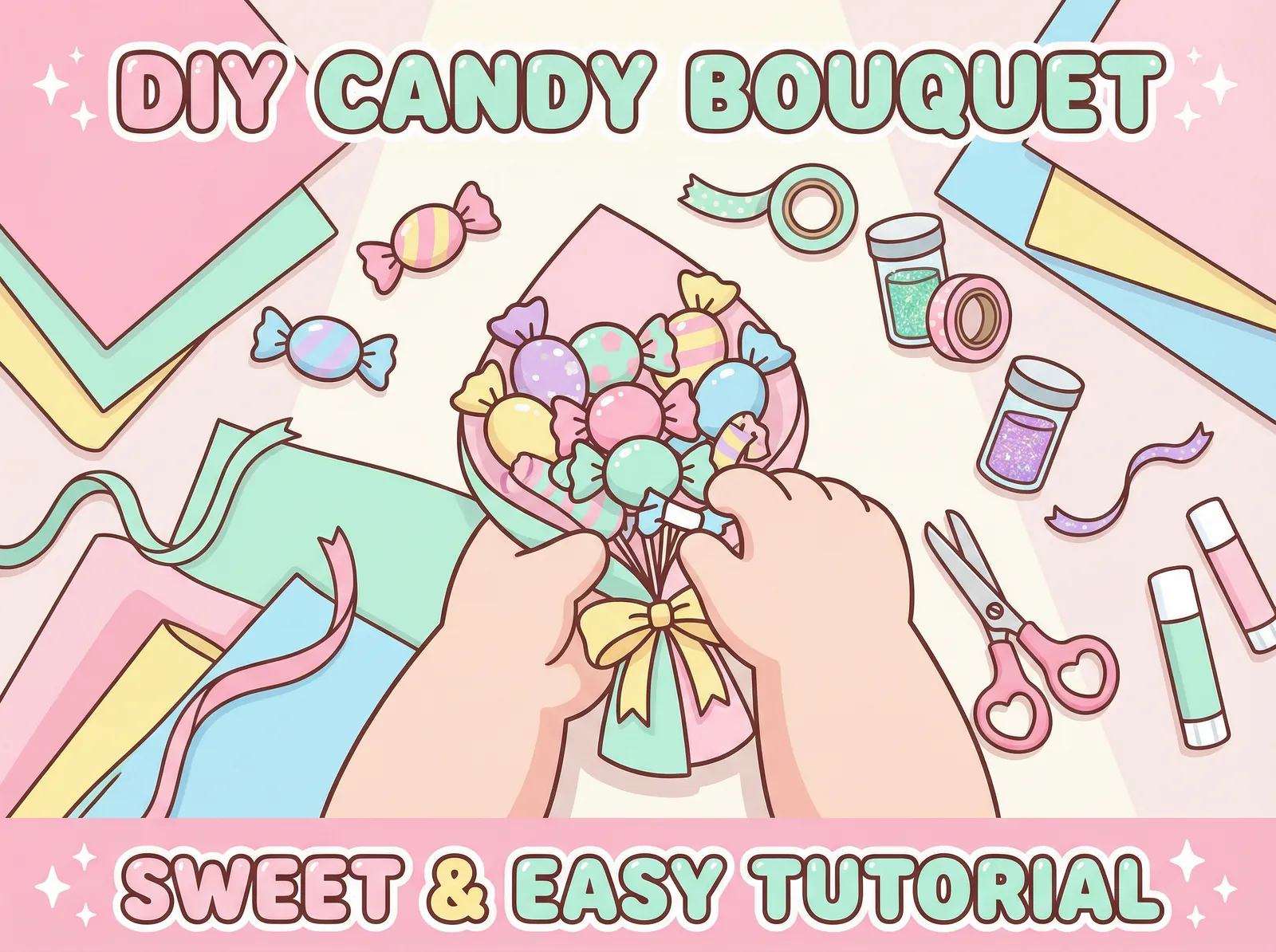 糖心vlog 糖果工坊 - 糖果花束DIY教程